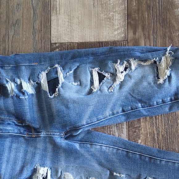 AE American Eagle "Hi-Rise Jegging" Destroyed Skinny Stretch Jeans sz 00R - Picture 6 of 10